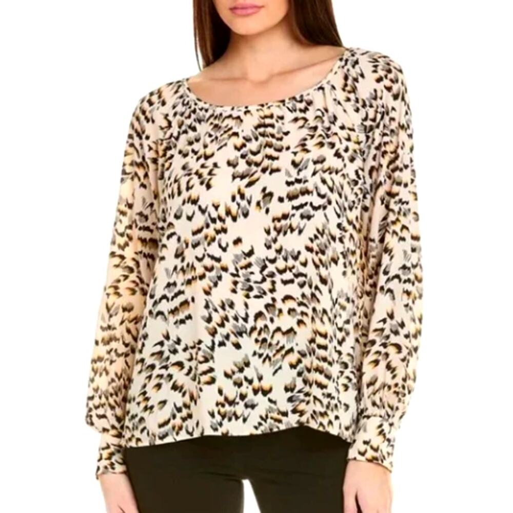Cabi Blousy Animal Print Top Size Sm Silky Oversized Pleated Mob Wife Esthetic